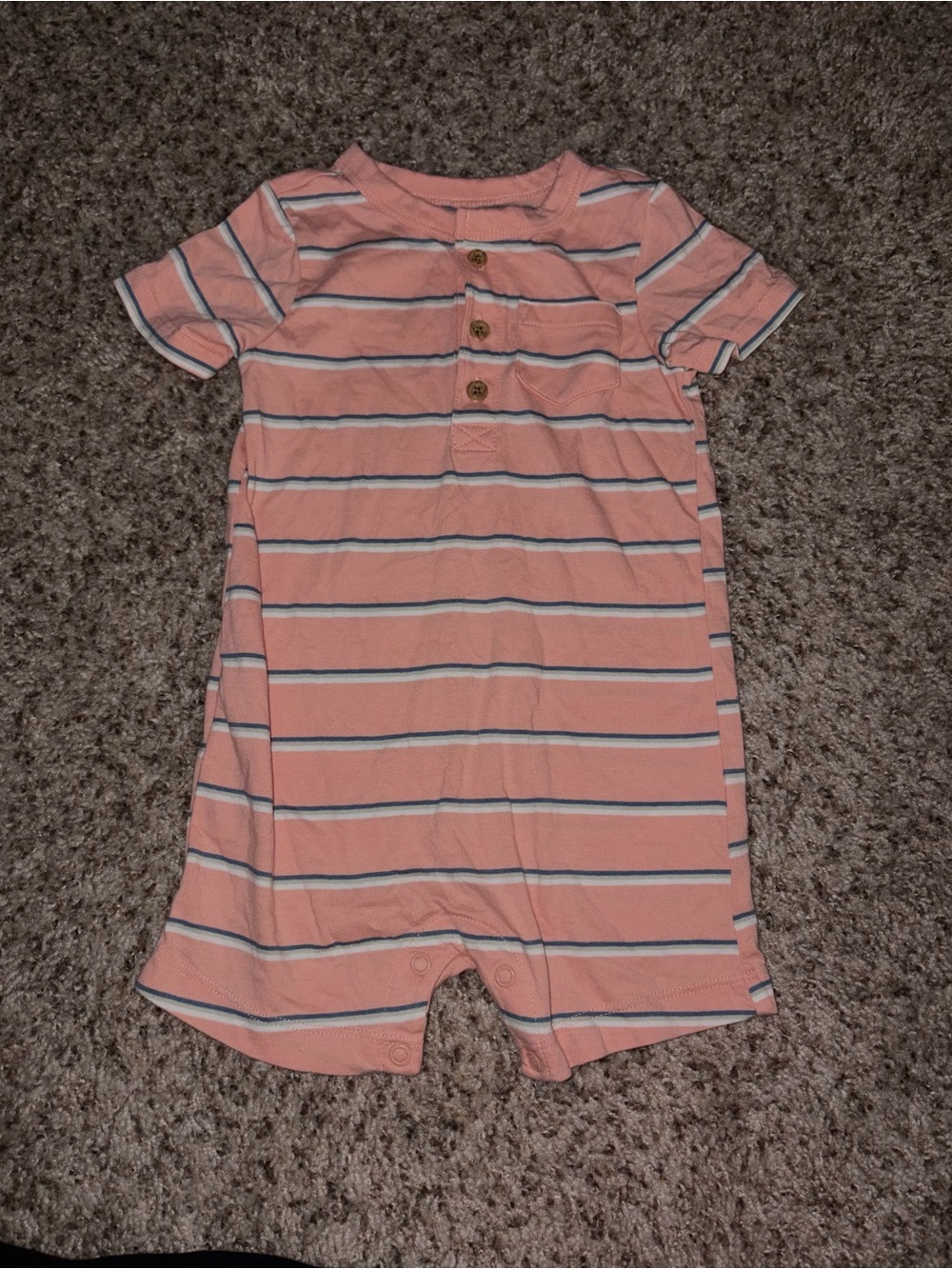Carter's Coral Striped Baby Romper